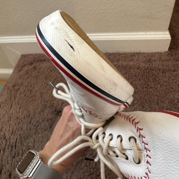 Keds Champion Pennant Leather Sneakers Baseball Shoes White Size 7.5 - Picture 8 of 9